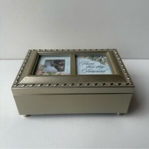 Silver Plated Musical Jewelry Box 2 Photo Frame
